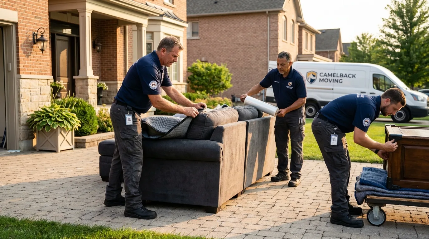 Large estate moving crew wrapping furniture in Cornelius, OR