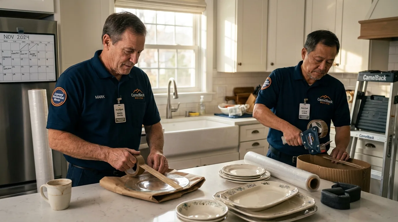 Professional crew packing kitchen dishware in Cornelius, OR
